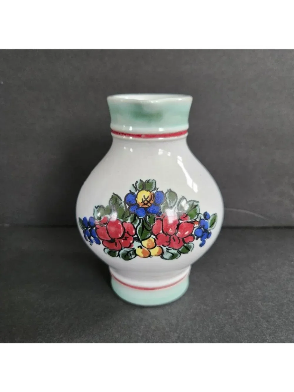 Ceramic Small Pitcher Creamer Jug Server Vintage Retro Floral Bud Vase 4.75